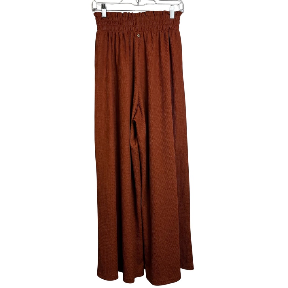 Roxy Women Rust Orange Smocked Wide Leg Crinkle Beach Pants Small - Picture 7 of 7